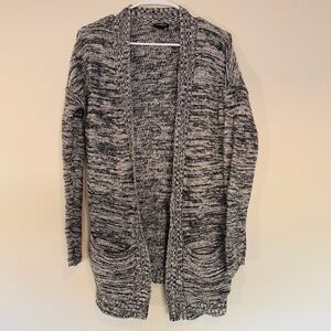 Express Black & White Marled Open Front Cardigan Sweater Size Medium